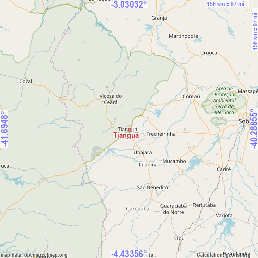 Tianguá on map