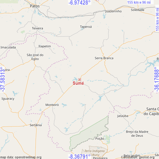 Sumé on map