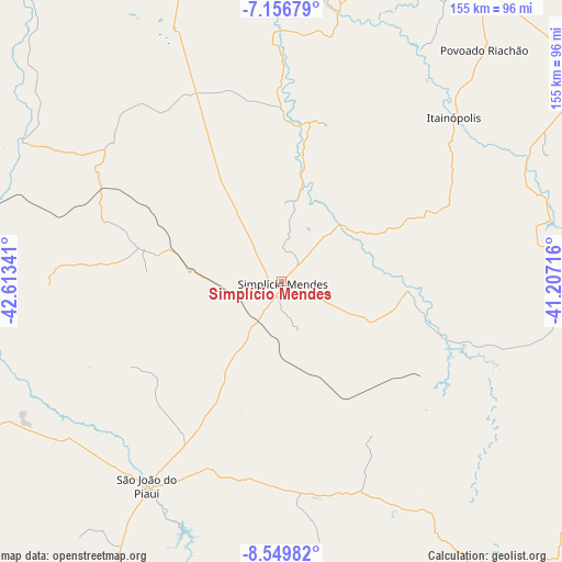 Simplício Mendes on map