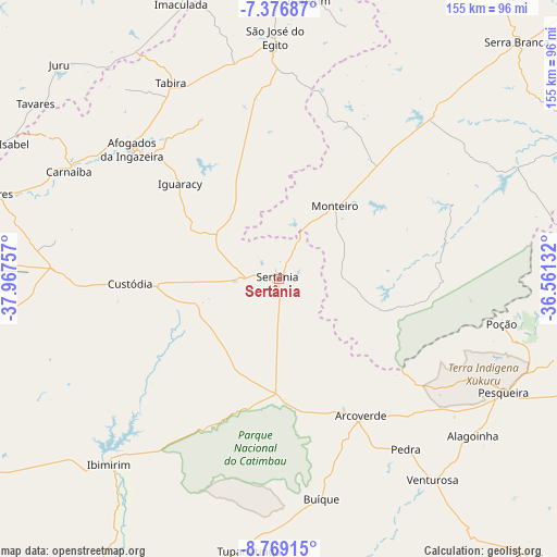 Sertânia on map