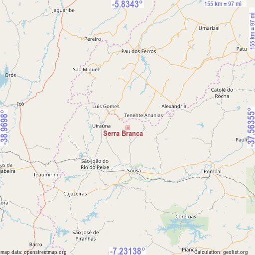Serra Branca on map