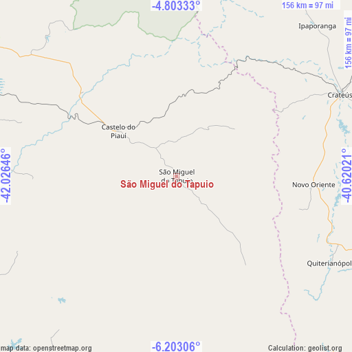 São Miguel do Tapuio on map