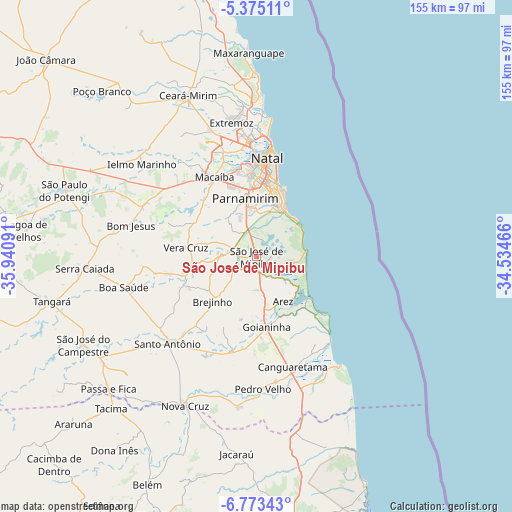 São José de Mipibu on map
