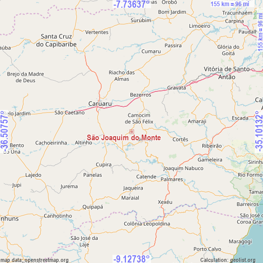 São Joaquim do Monte on map