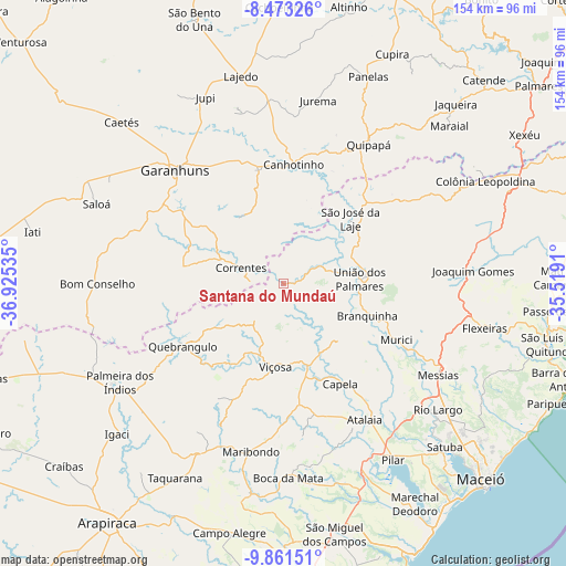 Santana do Mundaú on map