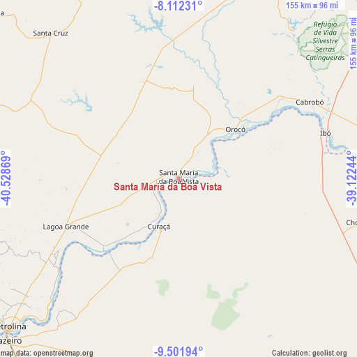 Santa Maria da Boa Vista on map
