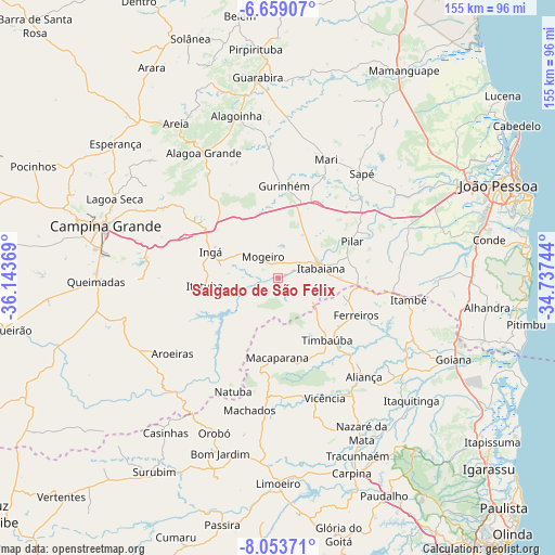 Salgado de São Félix on map