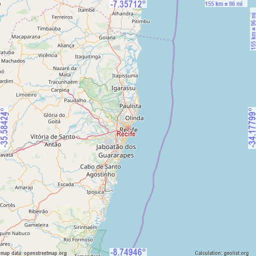 Recife on map
