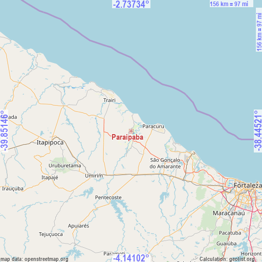 Paraipaba on map