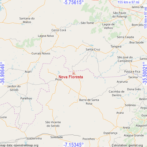 Nova Floresta on map