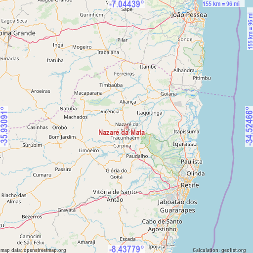 Nazaré da Mata on map