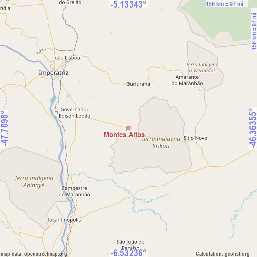 Montes Altos on map