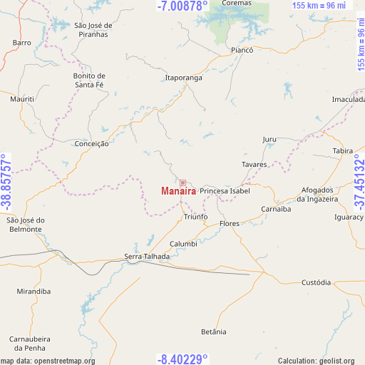 Manaíra on map