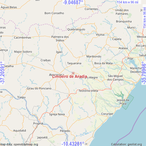 Limoeiro de Anadia on map