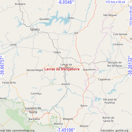 Lavras da Mangabeira on map