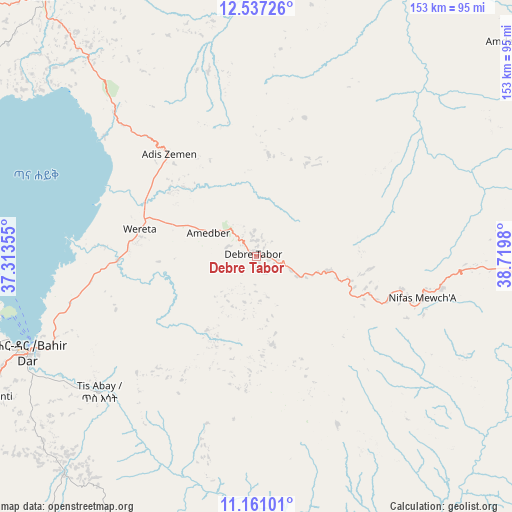 Debre Tabor on map