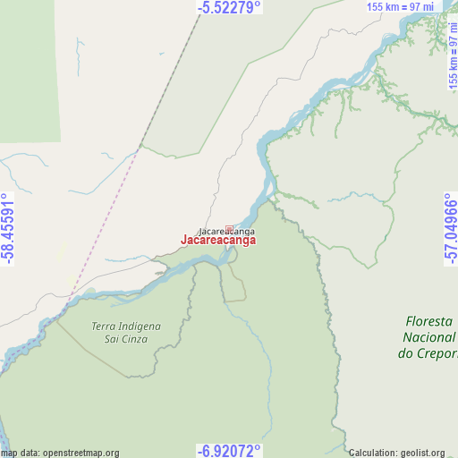 Jacareacanga on map