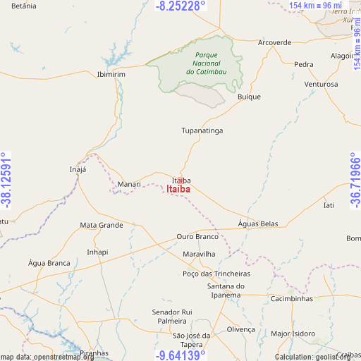 Itaíba on map