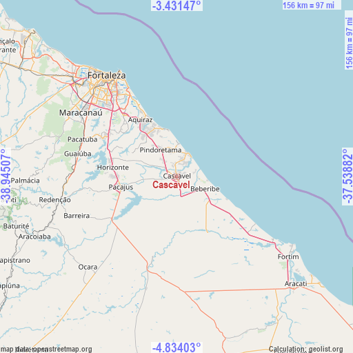 Cascavel on map