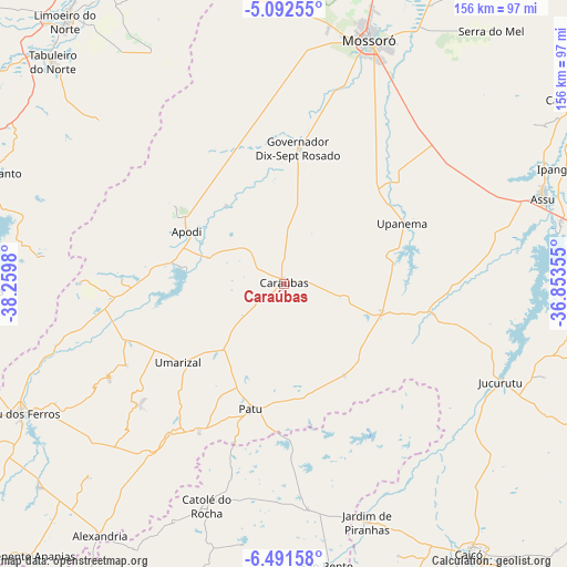 Caraúbas on map