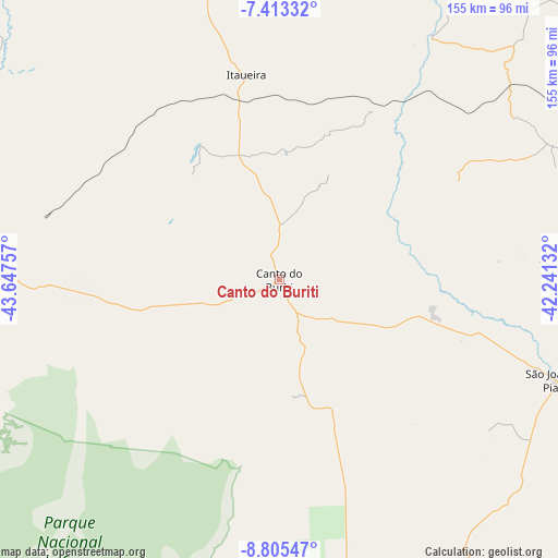 Canto do Buriti on map