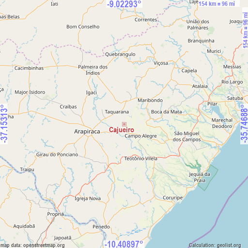 Cajueiro on map