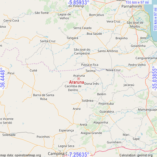 Araruna on map