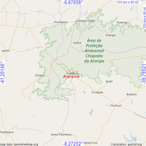 Araripina on map