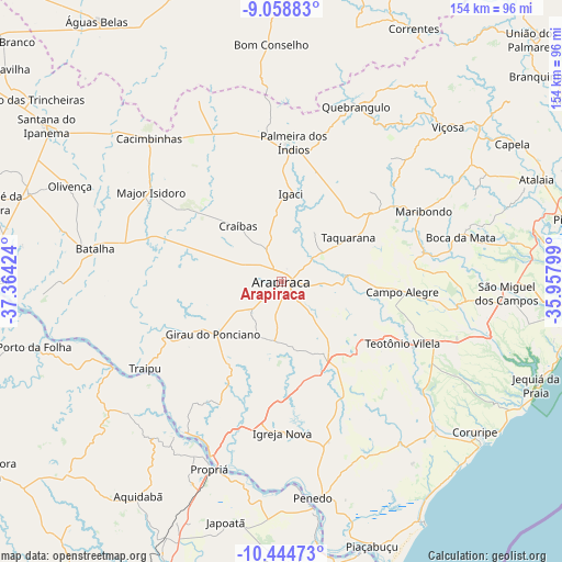 Arapiraca on map