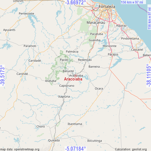 Aracoiaba on map