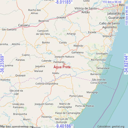 Água Preta on map