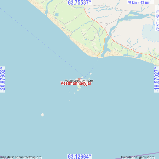 Vestmannaeyjar on map
