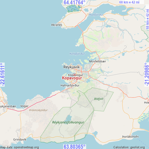 Kópavogur on map