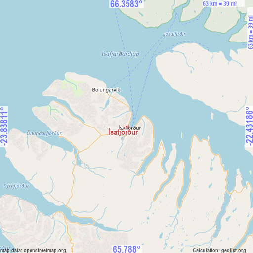 Ísafjörður on map
