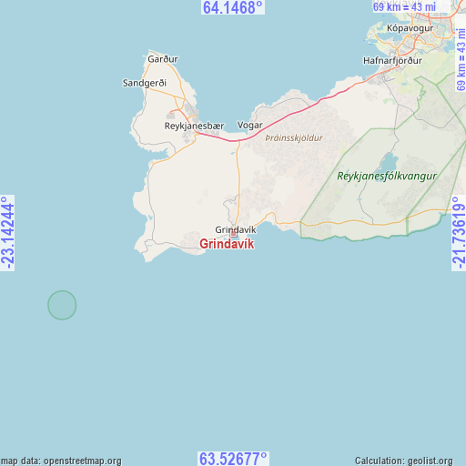 Grindavík on map