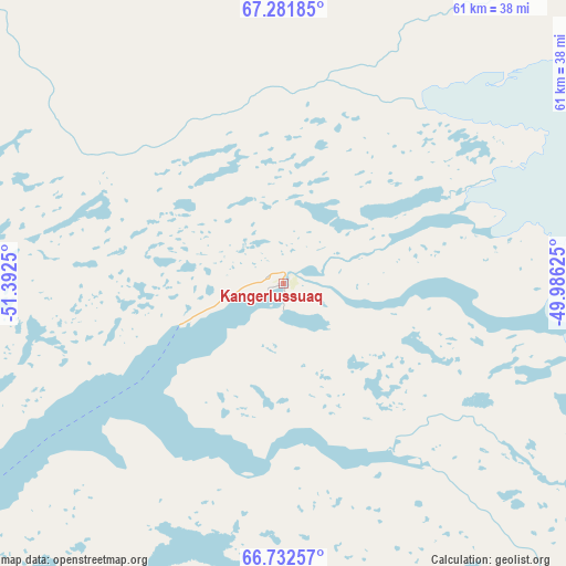 Kangerlussuaq on map