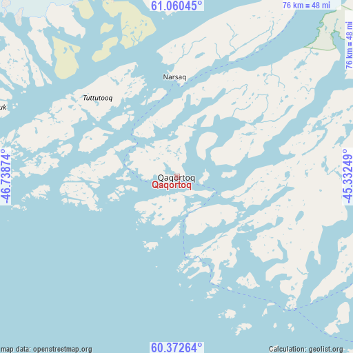 Qaqortoq on map