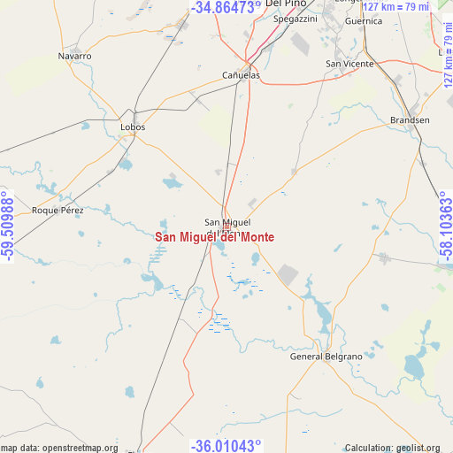 San Miguel del Monte on map