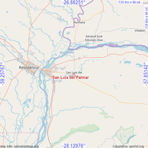 San Luis del Palmar on map