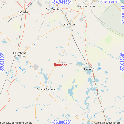 Ranchos on map