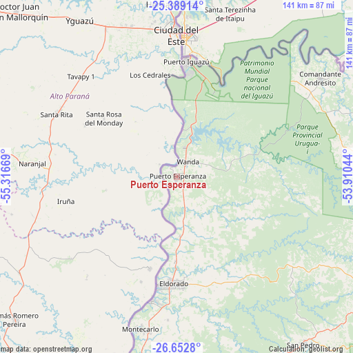 Puerto Esperanza on map