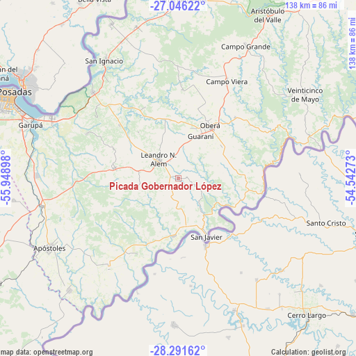 Picada Gobernador López on map