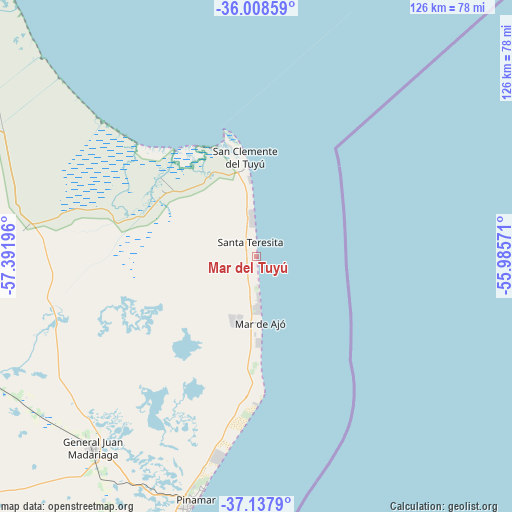 Mar del Tuyú on map