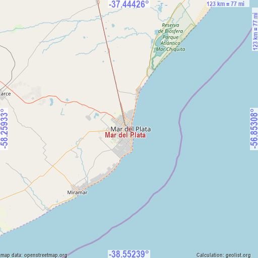 Mar del Plata on map