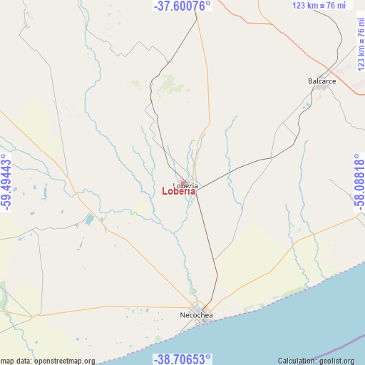 Lobería on map