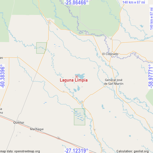 Laguna Limpia on map