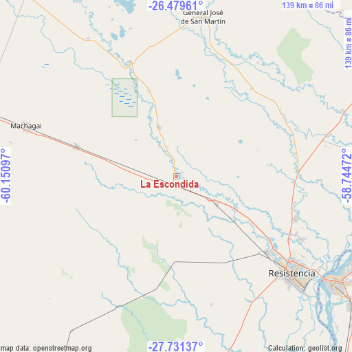 La Escondida on map