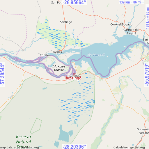 Ituzaingó on map