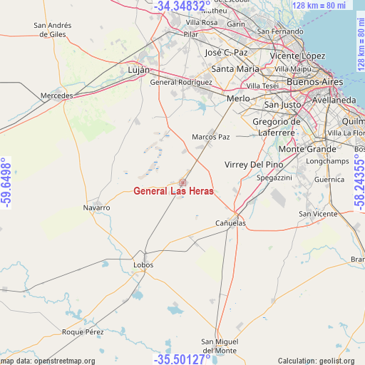 General Las Heras on map