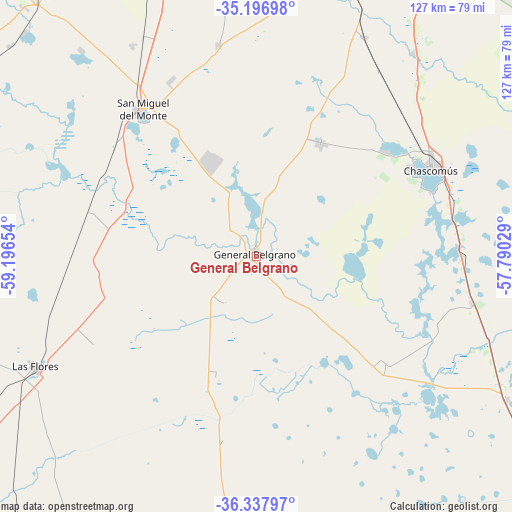 General Belgrano on map